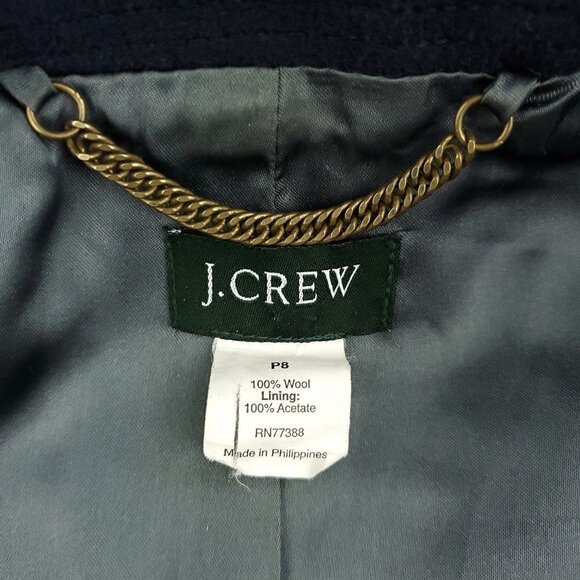 J. Crew 100% Wool Pea Coat Double Breasted 4 Button Navy Women's P8 (Petite 8) - Picture 5 of 16
